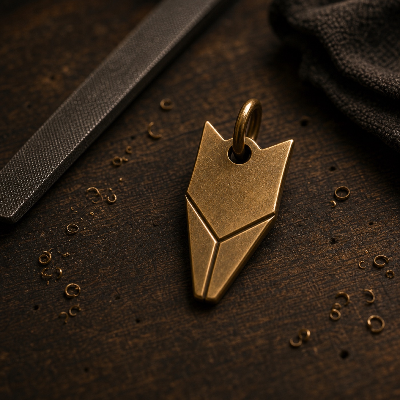 Small batch handcrafted jewelry on an atelier workbench
